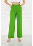 Bol Paça Kreep Pantolon-Yeşil