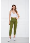 Düz Renk Mom Jean Pantolon-Yeşil