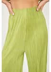 Beli Lastikli Plise Pantolon-Yağ Yeşili